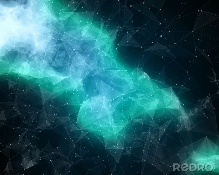 Fototapete Blaue und grüne Nebel im Raum