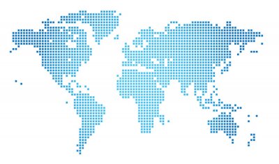 Fototapete Blaue Weltkarte aus Punkten