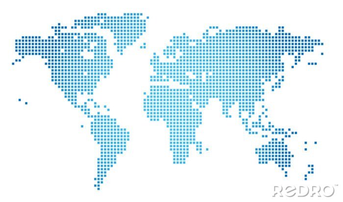 Fototapete Blaue Weltkarte aus Punkten