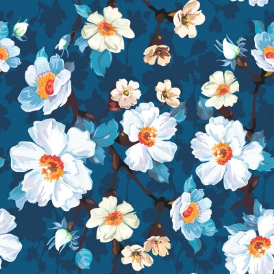 Blaues Blumen nahtloses Muster