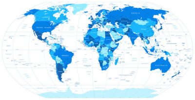 Fototapete Blaues Motiv mit Weltkarte