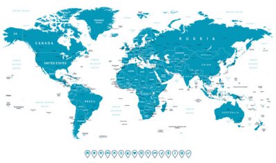 Fototapete Blaues Muster mit Weltkarte
