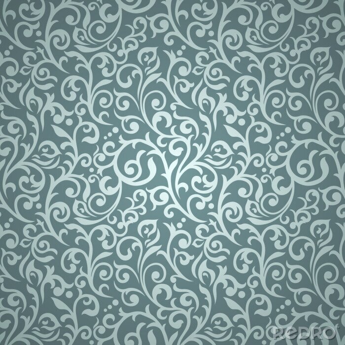 Fototapete Blaues Ornament aus Blättern