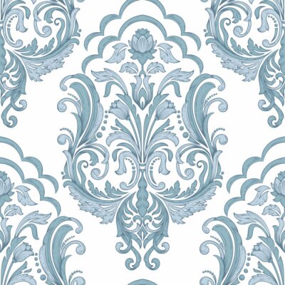 Blaues ornamentales Muster auf weißem Hintergrund
