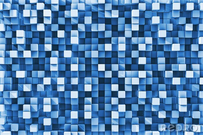 Fototapete Blaues räumliches Mosaik