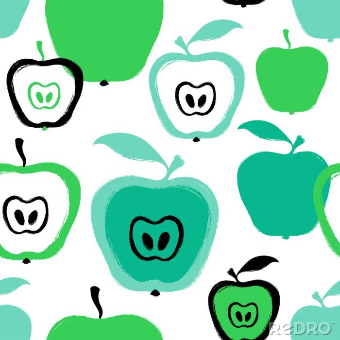 Fototapete Blaugrüne Äpfel auf weißem Hintergrund