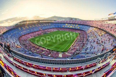 Fototapete Blick auf das Fußballstadion von Barcelona während eines Spiels