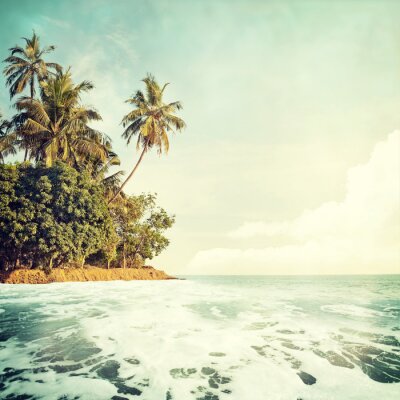 Fototapete Blick auf den tropischen Strand in Vintage-Tönen