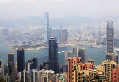 Fototapete Blick auf nebliges Hongkong