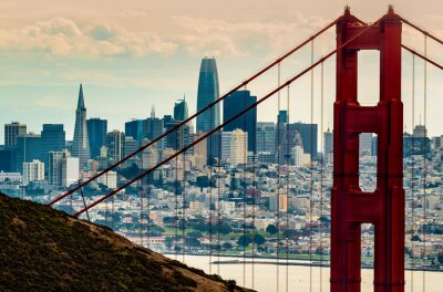 Fototapete Blick auf San Francisco über die Brücke