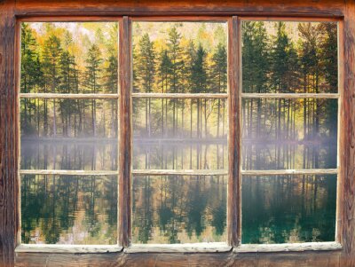 Fototapete Blick durchs Fenster - Bluntausee