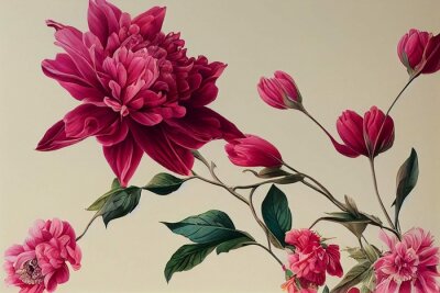 Fototapete Blühende rote Pfingstrose