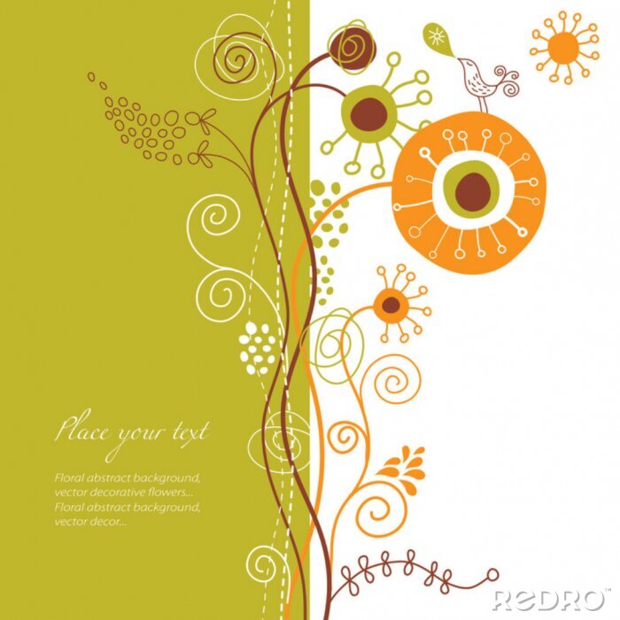 Fototapete Blumen für Kinder auf einer farbigen Illustration