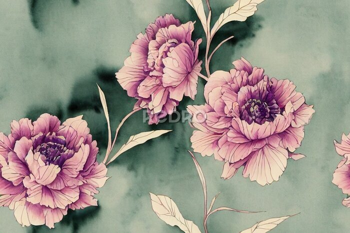 Fototapete Blumenmotiv im japanischen Stil