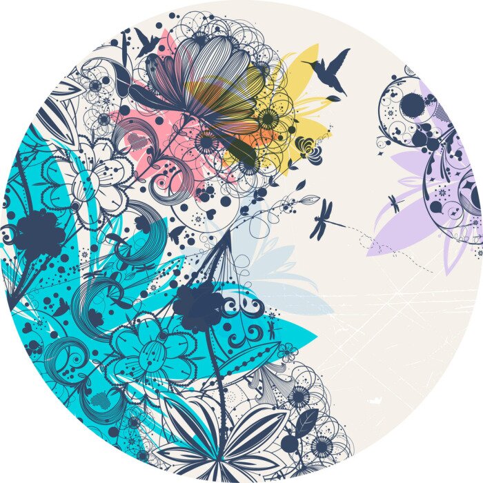 Fototapete Blumenmuster im Kreis