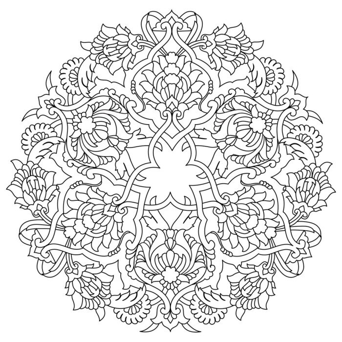 Fototapete Blumenornamente aus schwarzen Linien