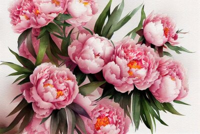 Fototapete Blumenstrauß aus rosa Pfingstrosen