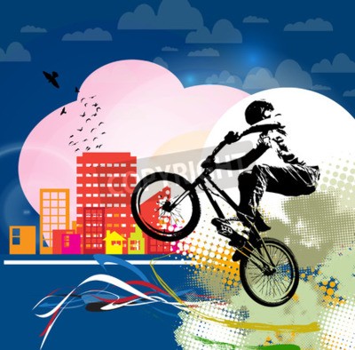 Fototapete BMX auf einem abstrakten Hintergrund