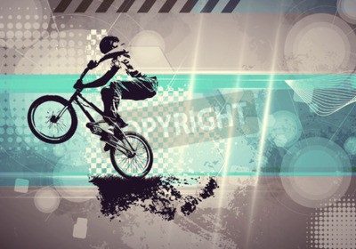 Fototapete BMX-Fahrrad auf grauem Hintergrund