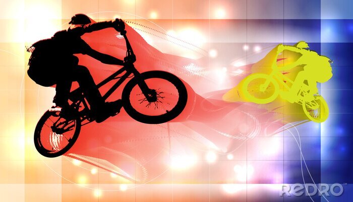 Fototapete BMX-Rad auf farbenfrohem Hintergrund