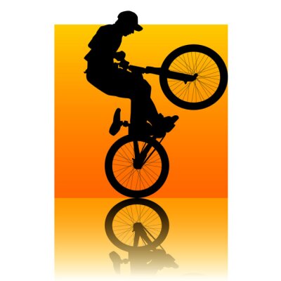 Fototapete BMX-Rad auf orangefarbenem Hintergrund