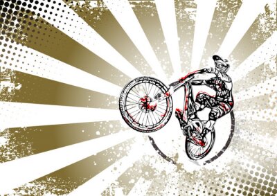 Fototapete BMX-Radfahrer mit abstraktem Hintergrund