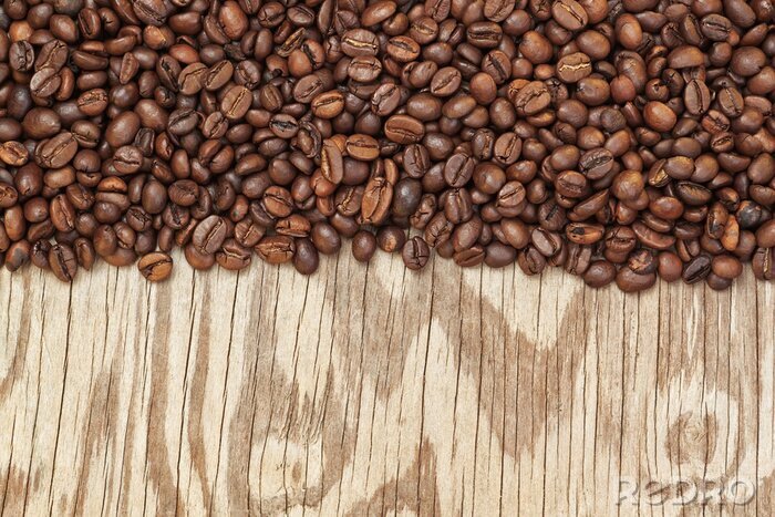 Fototapete Bohnenkaffee auf Holz