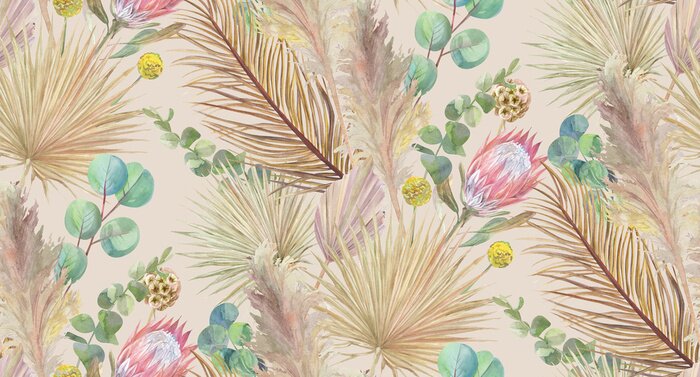 Fototapete Boho-Natur auf beigem Hintergrund