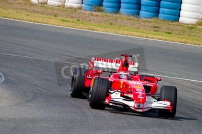 Fototapete Bolid auf der Rennstrecke mit Gras