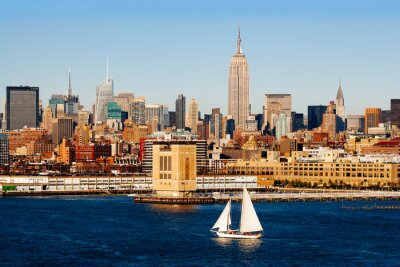 Fototapete Boot und Panorama von New York City