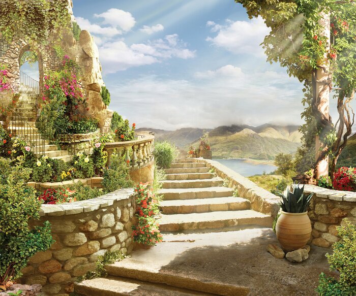 Fototapete Botanischer Garten mit Treppe