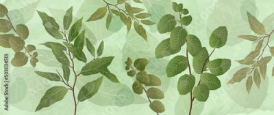 Fototapete Botanischer Hintergrund mit Blättern exotischer Pflanzen