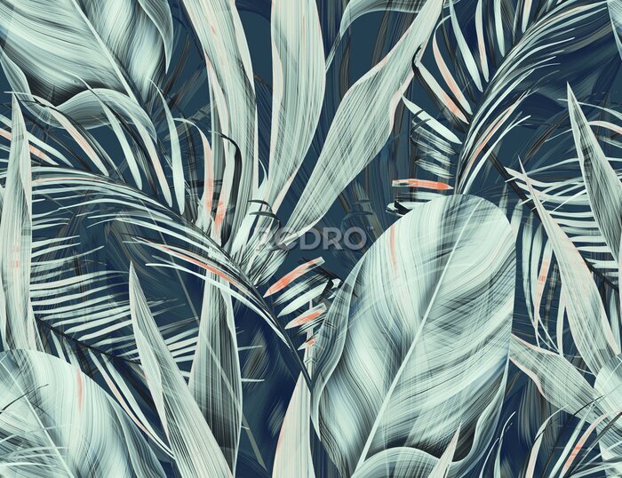 Fototapete Botanisches Muster mit tropischen Blättern