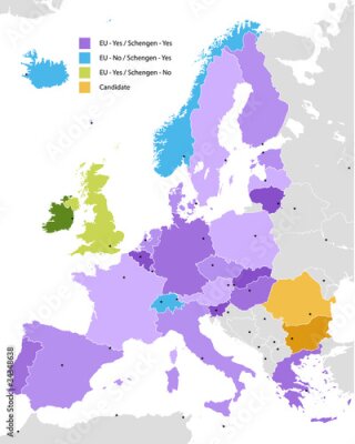 Fototapete Boundary von Schengen-Raum, Europa