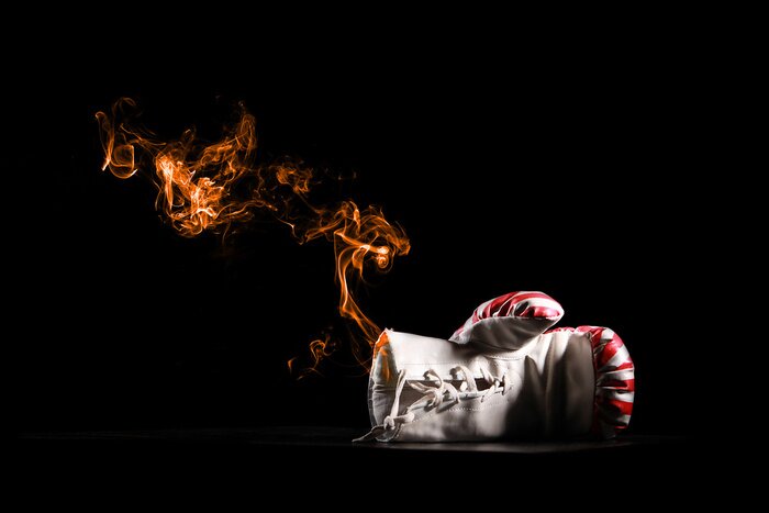 Fototapete Boxen Handschuh in Flammen