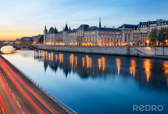 Fototapete Breitwand-Landschaft mit Pariser Museum