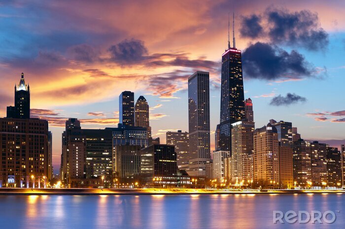 Fototapete Breitwandansichten von Chicago