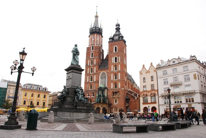 Fototapete Breitwandaufnahme des Krakauer Marktplatzes