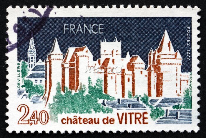 Fototapete Briefmarke France 1977 Chateau de Vitre, Französisch Castle