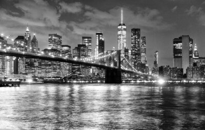 Fototapete Brooklyn Bridge in New York schwarzweiß Landschaft