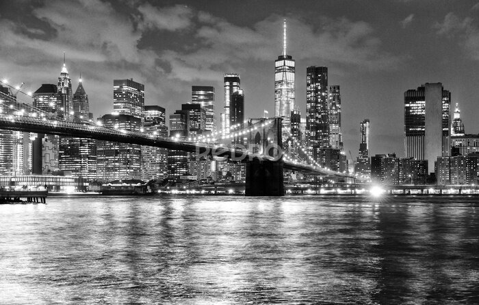 Fototapete Brooklyn Bridge in New York schwarzweiß Landschaft