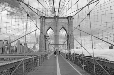 Fototapete Brooklyn Bridge schwarz-weiß 3D