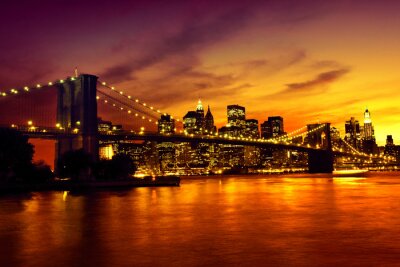 Fototapete Brooklyn-Brücke bei Sonnenuntergang