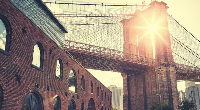Fototapete Brooklyn-Brücke bei Sonnenuntergang