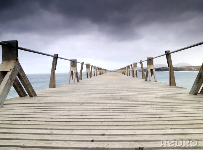 Fototapete Brücke 3d aus Holz