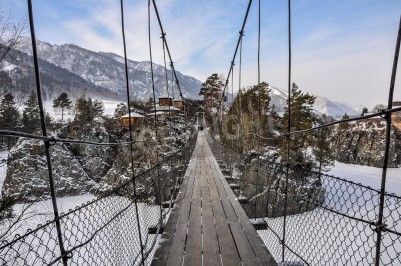 Fototapete Brücke 3d in Gebirgen
