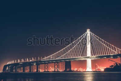 Fototapete Brücke Bay Bridge bei Nacht