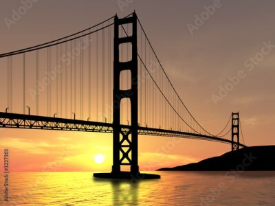 Fototapete Brücke bei Sonnenuntergang