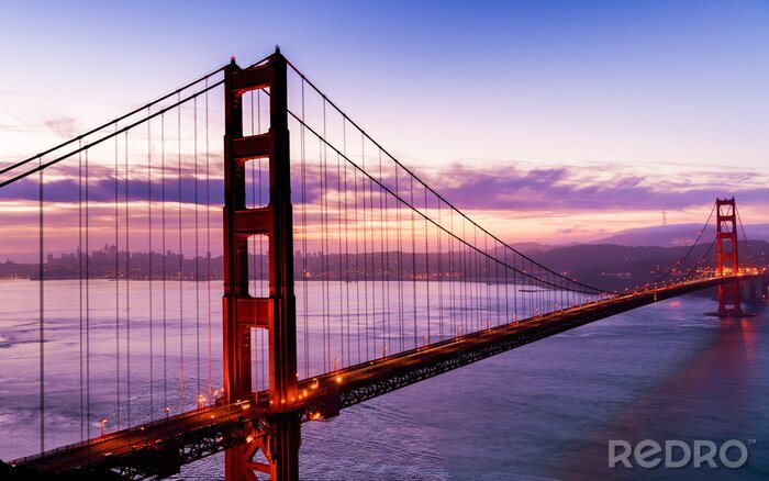 Fototapete Brücke in San Francisco bei Sonnenaufgang