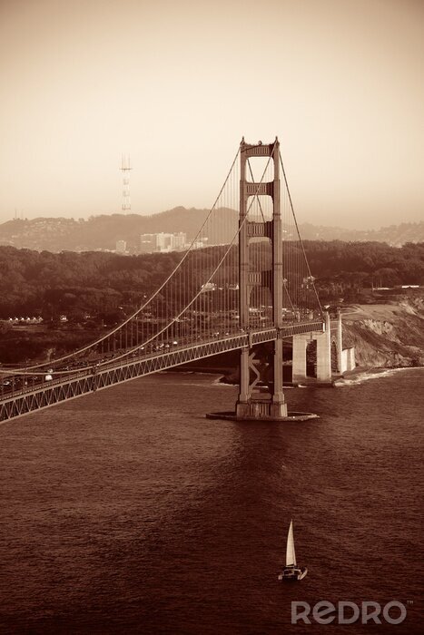 Fototapete Brücke in San Francisco im Vintage-Stil